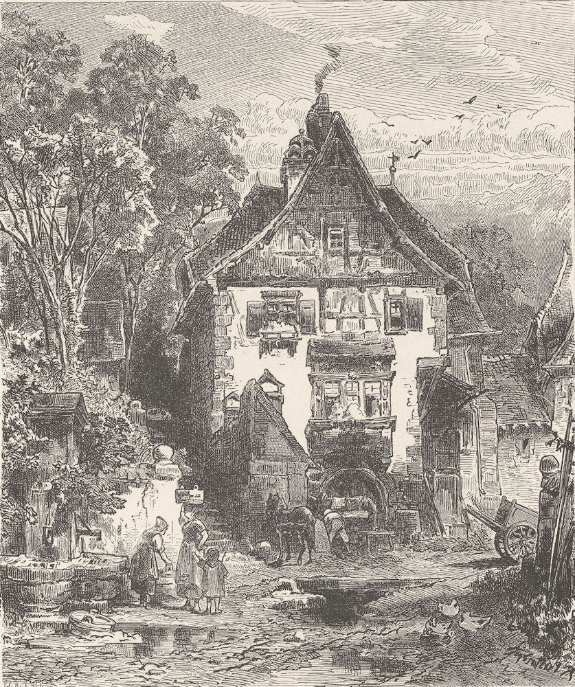 FRANCE. Smithy in Ribeauvillé 1903 old antique vintage print picture